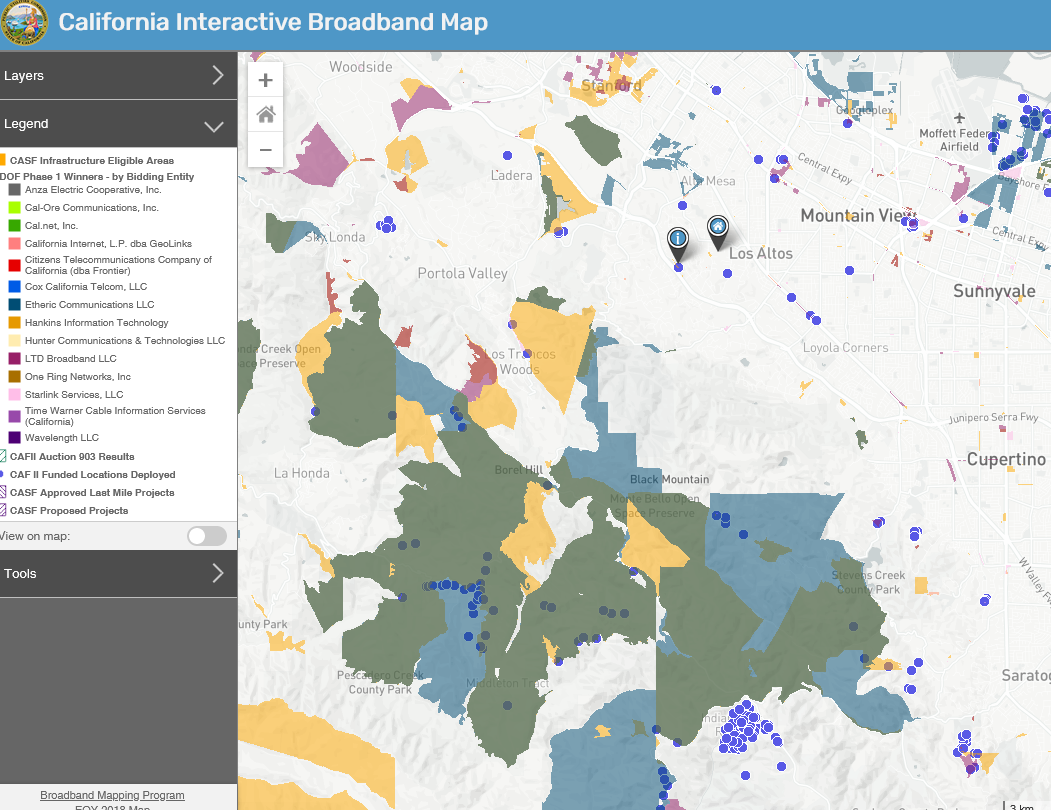 Broadband Map and Tools – Los Altos Hills Community Fiber